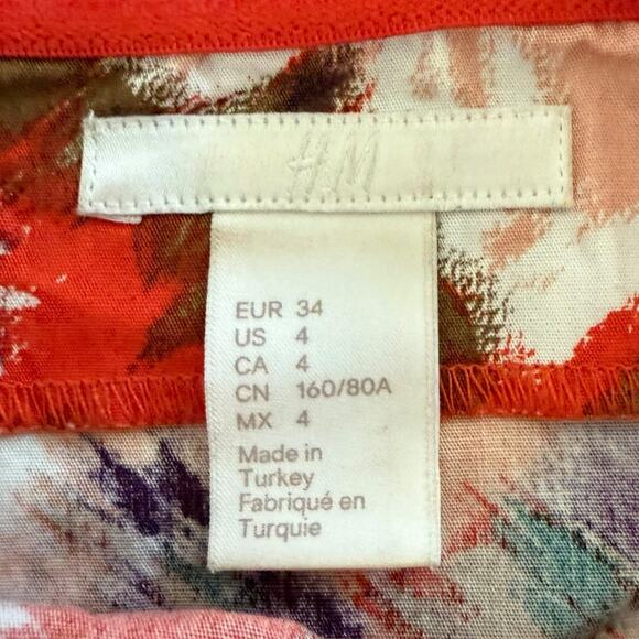 H&M Red Off-Shoulder Floral Puff Sleeve Top Romantic Y2K Blouse Size Small (4) - Picture 7 of 10